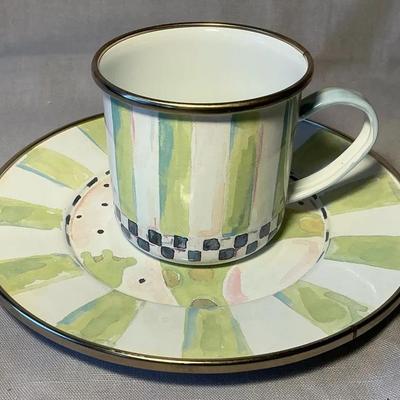 MacKenzie Childs Frog Enamel Plate & Cup
