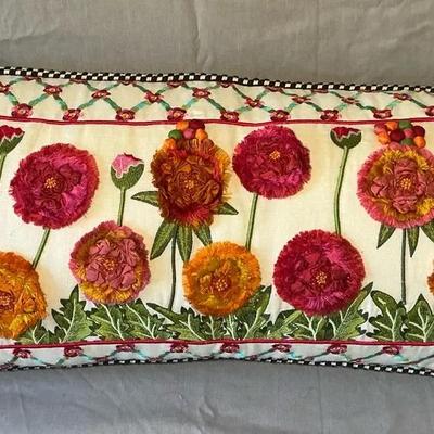 Mackenzie Childs Merrifled Linen & Silk Floral Lumbar Pillow 