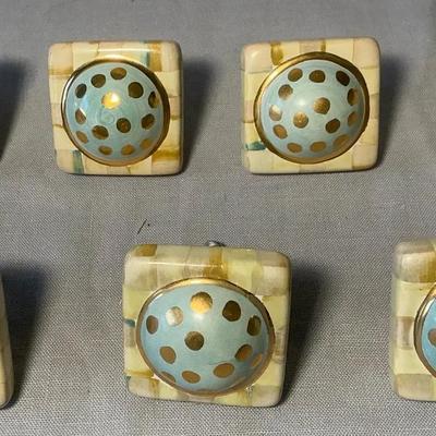 MacKenzie Childs Parchment Check Square Knobs Lot of 7 (MBR162)