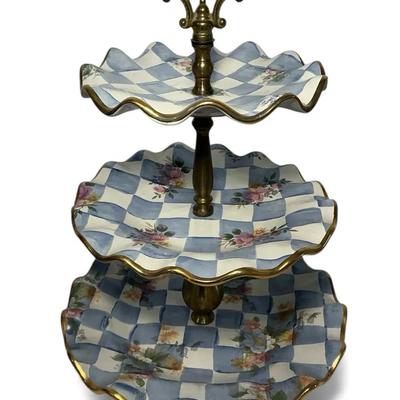 MacKenzie-Childs “Morning Glory” Fluted Plate Stand (16 Inches Tall)