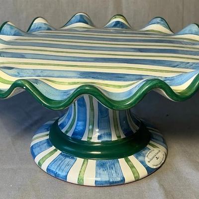 MacKenzie Childs Pencil & Paper Co. Fluted Cake Stand 6"h x 12"dia