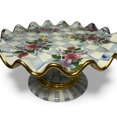 MacKenzie-Childs “Morning Glory” Fluted Cake Stand (12 Inch)