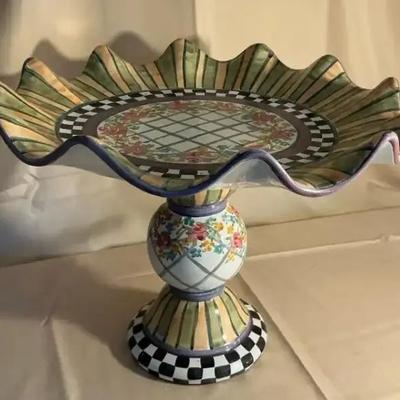 MacKenzie-Childs Odd Fellows Fluted Rim Compote 