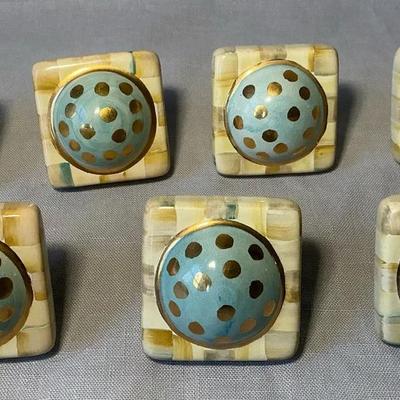 MacKenzie Childs Parchment Check Square Knobs Lot of 7 (MBR160)