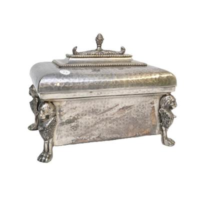 Sale Photo Thumbnail #44: CONTINENTAL NEOCLASSICAL HAND HAMMERED CASKET