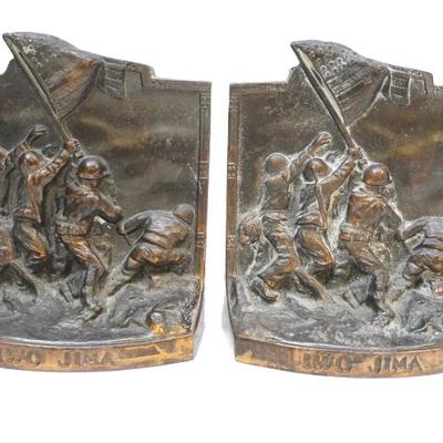 Sale Photo Thumbnail #2: WWII USMC IWO JIMA BOOKENDS 1947 TRU-ART