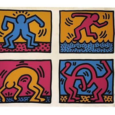 Sale Photo Thumbnail #112: SIGNED KEITH HARING POP SHOP QUAD II W CRAWLING BABY