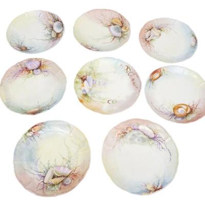 Sale Photo Thumbnail #37: 8 LIMOGES ELITE SEAFOOD PLATES