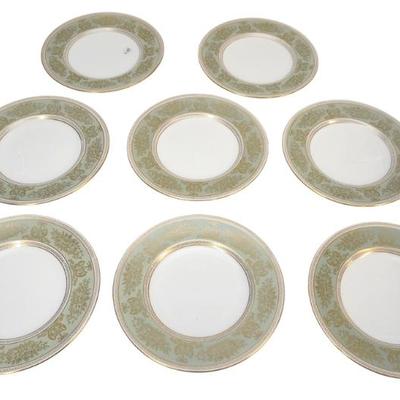 Sale Photo Thumbnail #79: 8 WEDGWOOD GOLD SAGE COLUMBIA SALAD PLATES