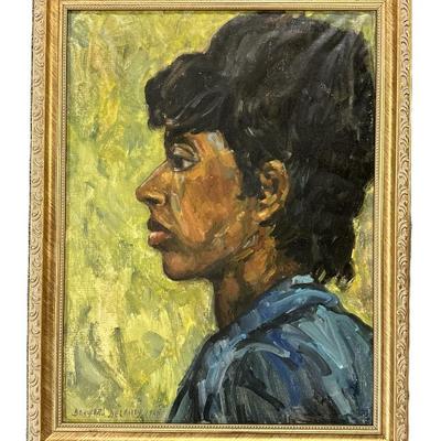 Sale Photo Thumbnail #100: BEAUFORD DELANEY 1965 PORTRAIT OF A WOMAN