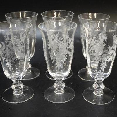Sale Photo Thumbnail #8: 7 TIFFIN PERSIAN PHEASANT JUICE GLASSES