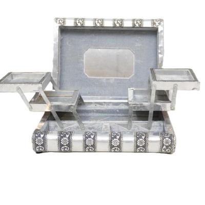 Sale Photo Thumbnail #14: VINTAGE ORNATE INDIAN EMBOSSED METAL JEWELRY BOX