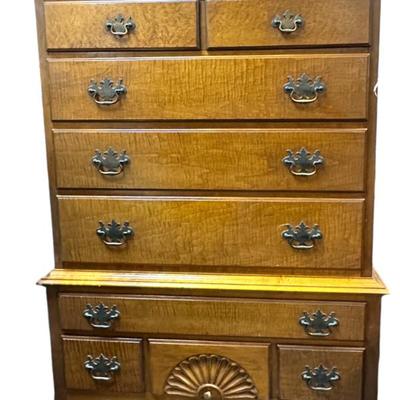 Sale Photo Thumbnail #87: QUEEN ANNE STYLE FIGURED MAPLE HIGHBOY