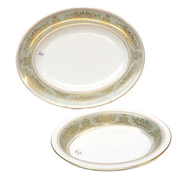 Sale Photo Thumbnail #25: 2 PC WEDGWOOD GOLD SAGE COLUMBIA PLATTER & BOWL