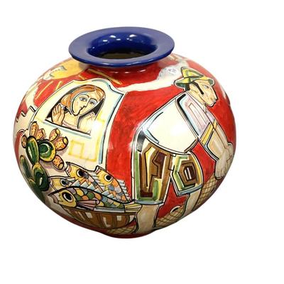 Sale Photo Thumbnail #114: LARGE ITALIAN POT HAND PAINTED RAVELLO POTTERY