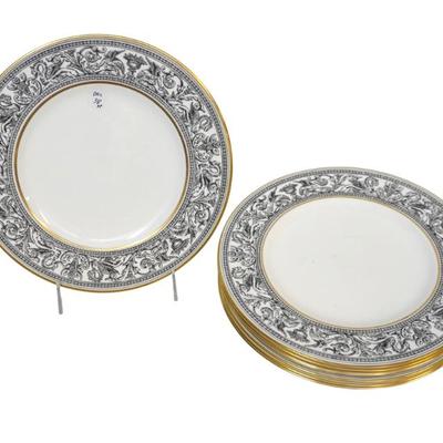 Sale Photo Thumbnail #31: 8 WEDGWOOD FLORENTINE DINNER PLATES