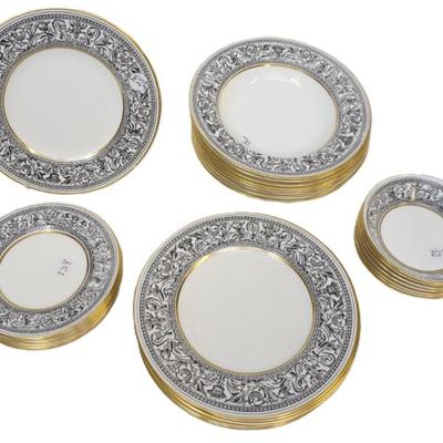 Sale Photo Thumbnail #28: 31 pc WEDGWOOD FLORENTINE PLATES & BOWLS