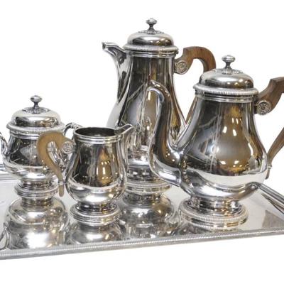Sale Photo Thumbnail #92: 5 PC MALMAISON by CHRISTOFLE SILVERPLATE TEA SET