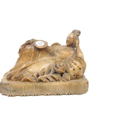 Sale Photo Thumbnail #115: ANTIQUE CARVED CHINESE RECLINING WOMAN SOAPSTONE