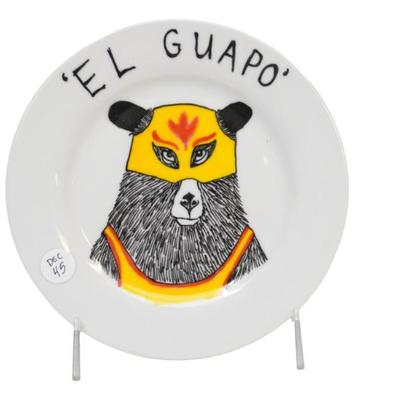 Sale Photo Thumbnail #38: EL GUAPO HAND PAINTED BEAR WRESTLING PLATE