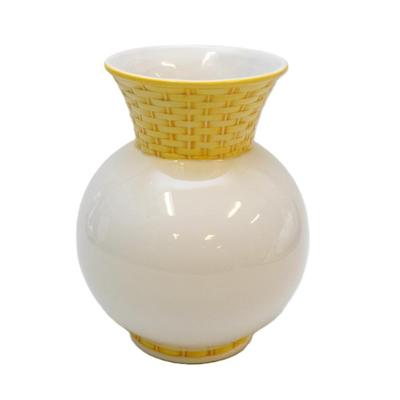 Sale Photo Thumbnail #66: TIFFANY & CO YELLOW & WHITE BASKET WEAVE VASE