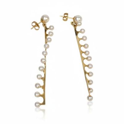 Sale Photo Thumbnail #80: CONTEMPORARY 14K PEARL LONG EARRINGS