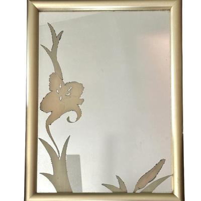 Sale Photo Thumbnail #62: VINTAGE DECO/ POST MODERN ETCHED FLORAL DECORATIVE WALL MIRROR