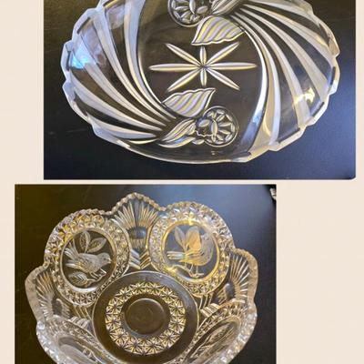 Gorham.Peace Angel platter.
Hofbauer Byrds crystal bowl
