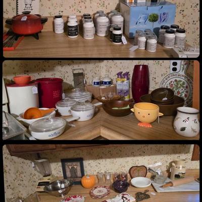 Shaklee products, fondue pot, Corning Ware, etc