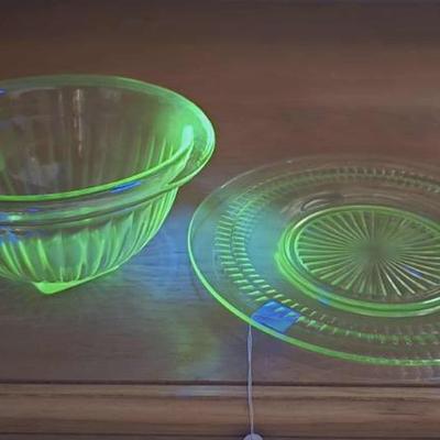 Uranium green depression glass