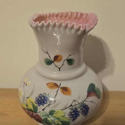 Antique hand blown, hand painted vase