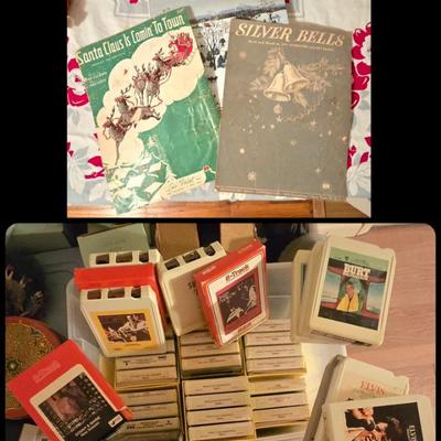 OLD sheet music and 8-track tapes