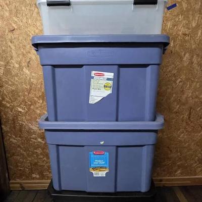 (5) Plastic Storage Bins with Lids
