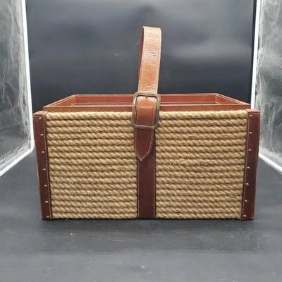 Pottery Barn Rope & Leather Basket