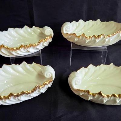 Set Of 4 Lenox Gold Trim Shell Bowls