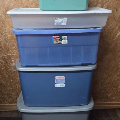 (5) Plastic Storage Bins with Lids