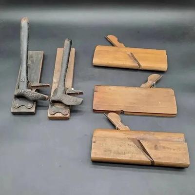 (2) Antique Nutcrackers, (3) Vintage Wood Planers