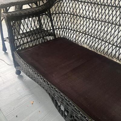 Sale Photo Thumbnail #39: $150 Vintage black rattan sofa; 72" L