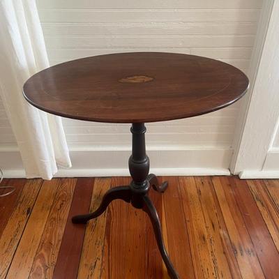 Sale Photo Thumbnail #4: $75 Antique tilt-top tea table; approx. 25" x 26" x 16"