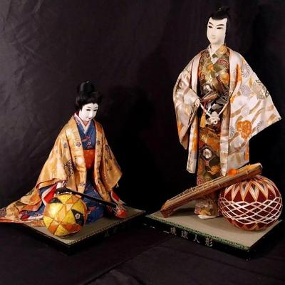 ST203 - Two Large Asian Musician Figures