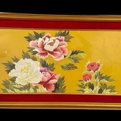 ST599 - Framed Floral Silk Embroidery 