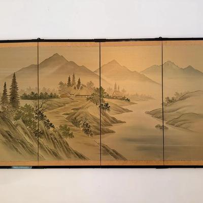 ST318 - Japanese 4 Panel Folding Screen - Byobu 