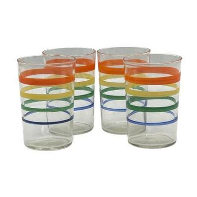 Lot 196  
Anchor Hocking, Vintage Fiesta Stripe Spirit Glasses, Set of Four (4)