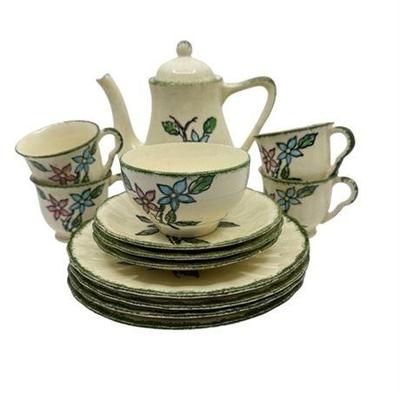 Lot 400-409   
Vintage Blue Ridge Children’s Tea Set, Flowering Branch Pattern