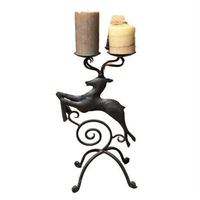 Lot 200-377  
Wrought Iron Three-Tier Deer Antler Pillar Candle Holder