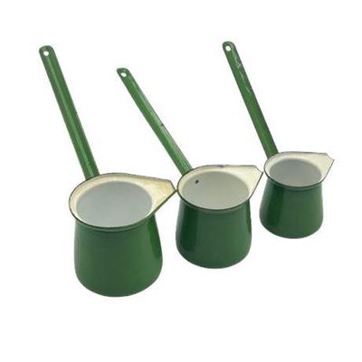 Lot 566  
Vintage Green Enamel Multi-Sized Ladels, Set of Three (3)