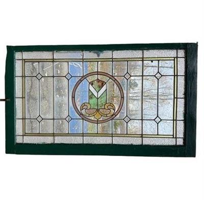 Lot 100-010   
Antique Stained Glass Transom Window