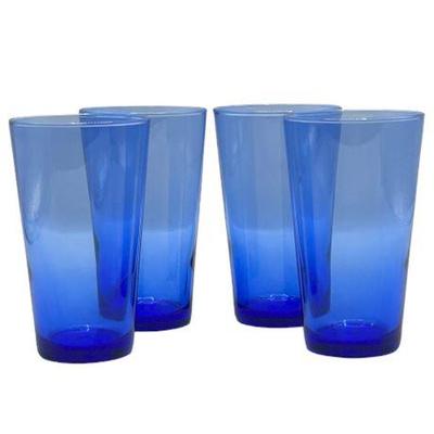 Lot 179  
Libbey "Flare" Cobalt Blue Drinking Glasses, Set of Four (4)