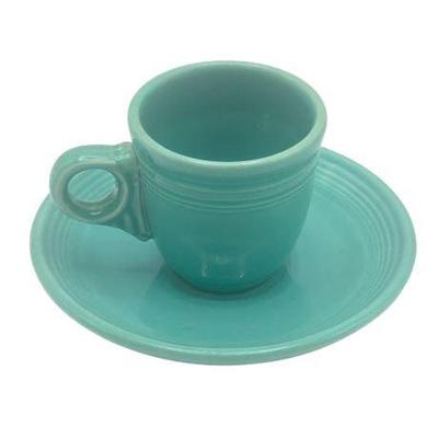 Lot 680   
Fiesta, Homer Laughlin, Small Turquoise Teacup With Saucer, Vintage
