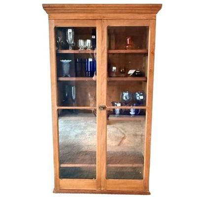 Lot 100-006   
Handcrafted Wood Cabinet With Glass Doors